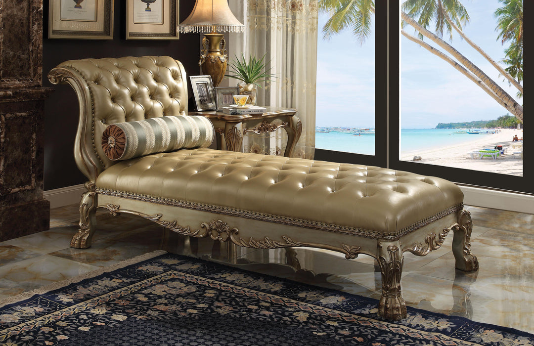 Dresden Bone PU & Gold Patina Chaise & Pillow image