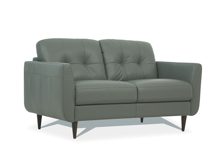 Radwan Pesto Green Leather Loveseat image