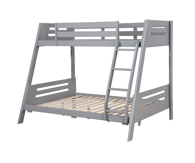 Emilee Twin/Full Bunk Bed White, Grey, Espresso, & Black