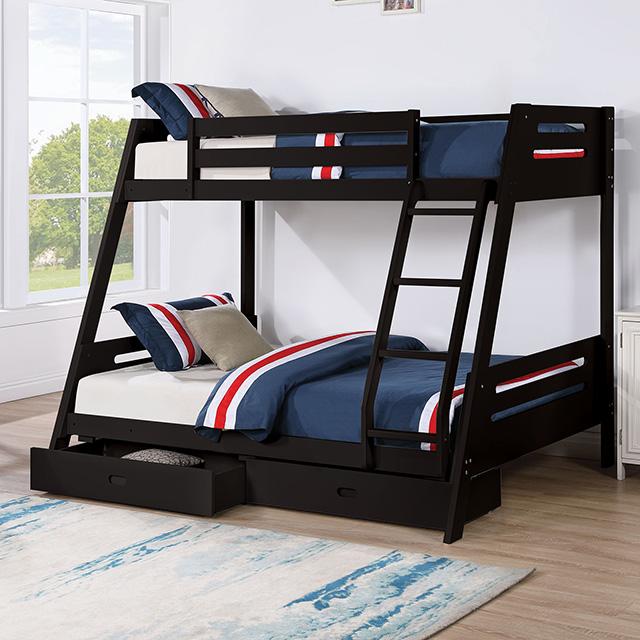 Emilee Twin/Full Bunk Bed White, Grey, Espresso, & Black