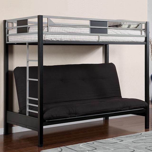 Clifton Silver/Gun Metal Twin Size Loft Bed w/ Futon Base image