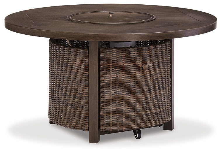Paradise Trail Paradise Trail Fire Pit Table with 4 Nuvella Swivel Lounge Chairs