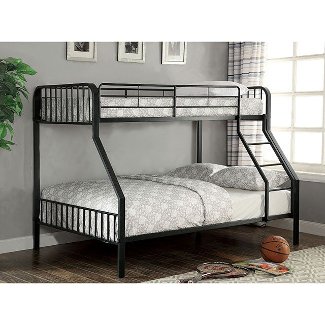 CLEMENT Black Metal Twin/Full Bunk Bed