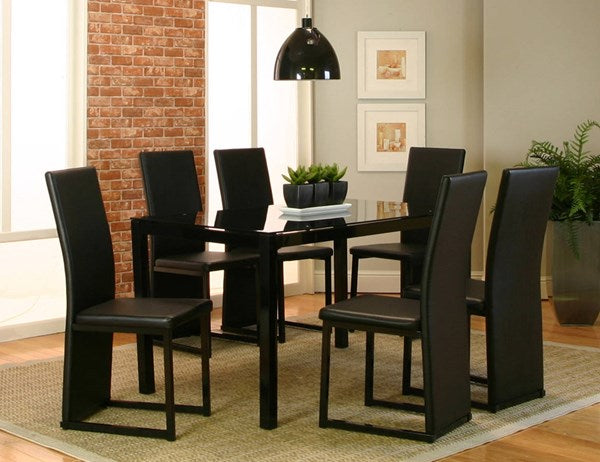 Cramco Como Rect Black Glass Top table  and 4 chairs 6Pcs